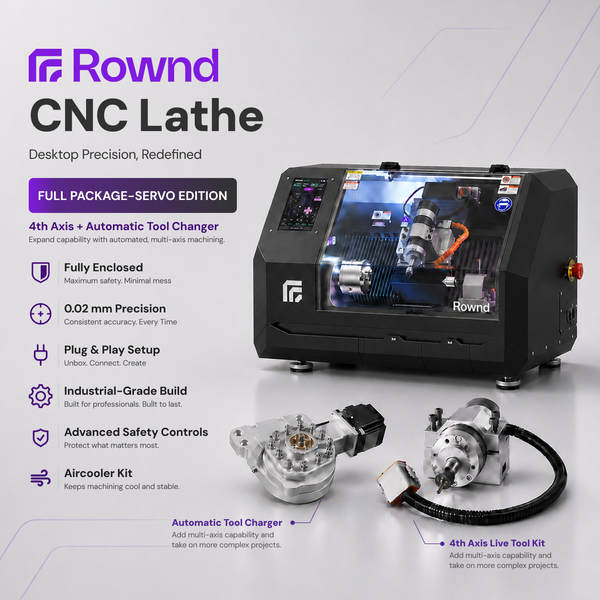 Rownd Desktop CNC Lathe Full Package - Servo Edition